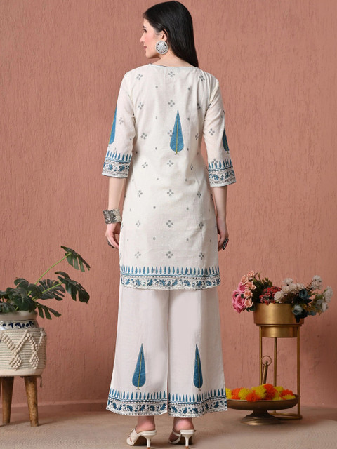 Sangria Cotton Printed Tunic with Palazzos - Image 4