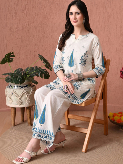 Sangria Cotton Printed Tunic with Palazzos - Image 6