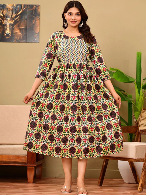 HERE&NOW Floral Printed Maternity Fit & Flare Midi Dress