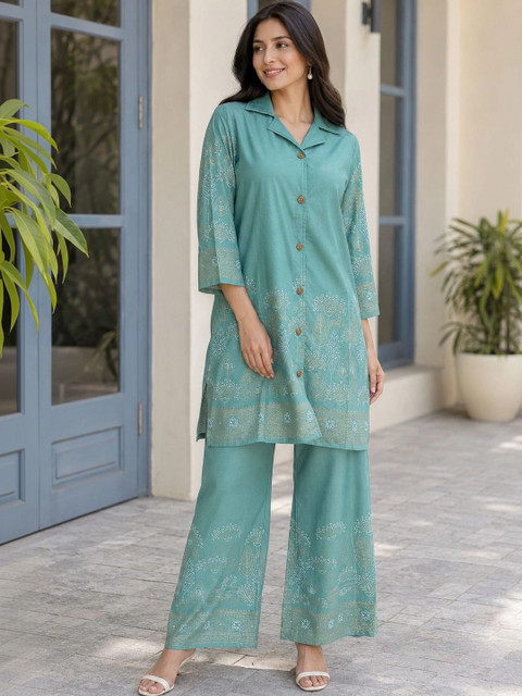Idalia Cotton Printed Shirt with Palazzos