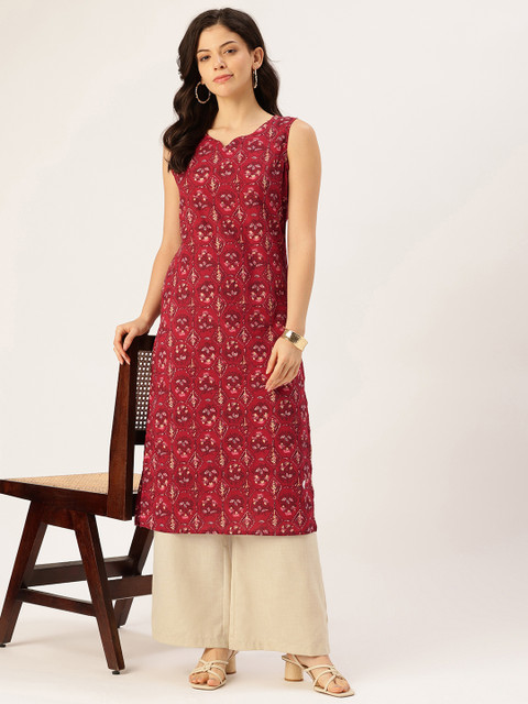 FERANOID Pure Cotton Ethnic Motifs Printed Kurta - Image 5
