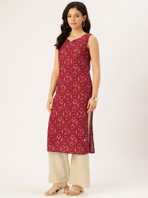 FERANOID Pure Cotton Ethnic Motifs Printed Kurta - Image 3
