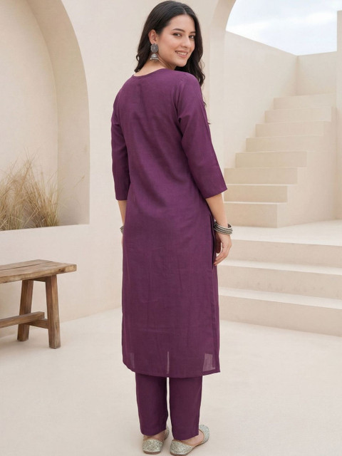 Indo Era Women Ethnic Motifs Embroidered Regular Thread Work Kurta with Trousers & With Dupatta - Image 4