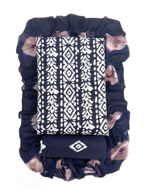 FashionsEye Geometric Dyed Unstitched Dress Material