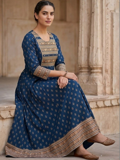 Indiwest Ethnic Motifs Print A-Line Maxi Dress - Image 2