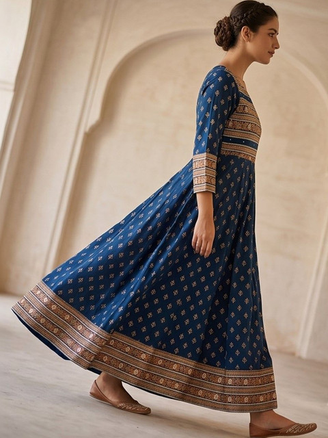 Indiwest Ethnic Motifs Print A-Line Maxi Dress - Image 4