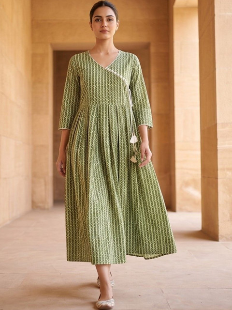 Indiwest Print A-Line Midi Dress