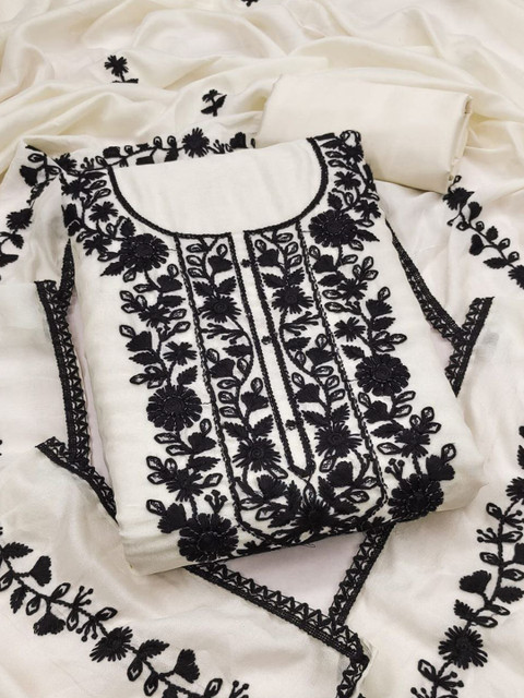 Rangtulika Ethnics Embroidered Pure Cotton Unstitched Dress Material