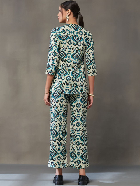 Navibhu Office-Wear Cotton Printed Top with Palazzos - Image 5