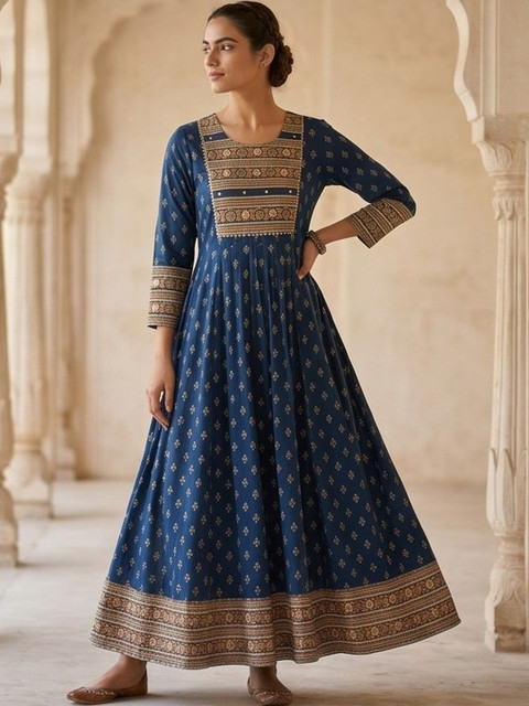 Indiwest Ethnic Motifs Print A-Line Maxi Dress - Image 5