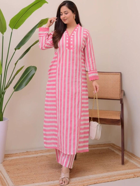 NAVYAAZRI Women Printed Regular Kurta with Trousers - Image 4