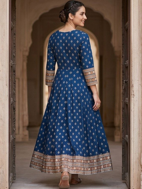 Indiwest Ethnic Motifs Print A-Line Maxi Dress - Image 3