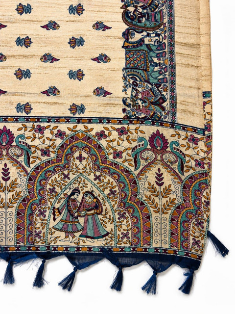 SAHINA DUPATTA Ethnic Motifs Printed Art Silk Block Print Dupatta - Image 4