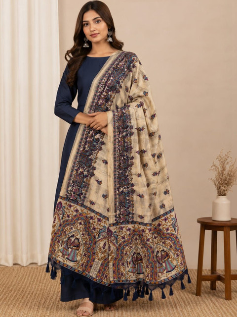 SAHINA DUPATTA Ethnic Motifs Printed Art Silk Block Print Dupatta