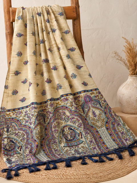 SAHINA DUPATTA Ethnic Motifs Printed Art Silk Block Print Dupatta - Image 3