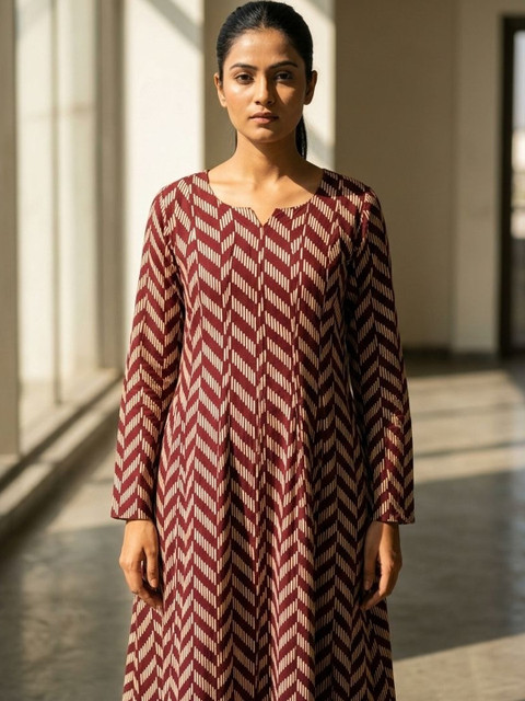 flipFabric Women Chevron Printed Anarkali Kurta