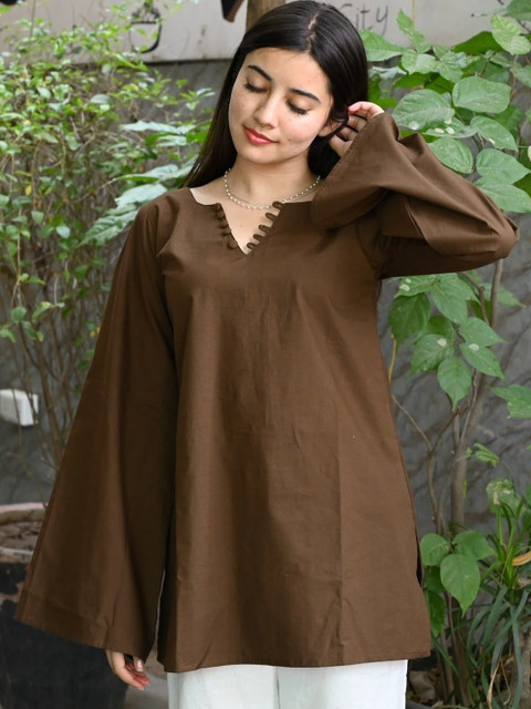AAFAMI Women Flared Sleeves Handloom Kurta