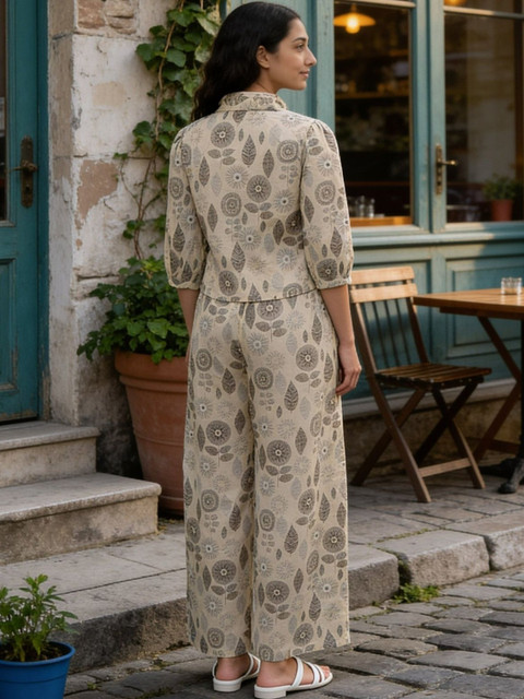 Rangita Floral Cotton Printed Shirt with Palazzos - Image 2