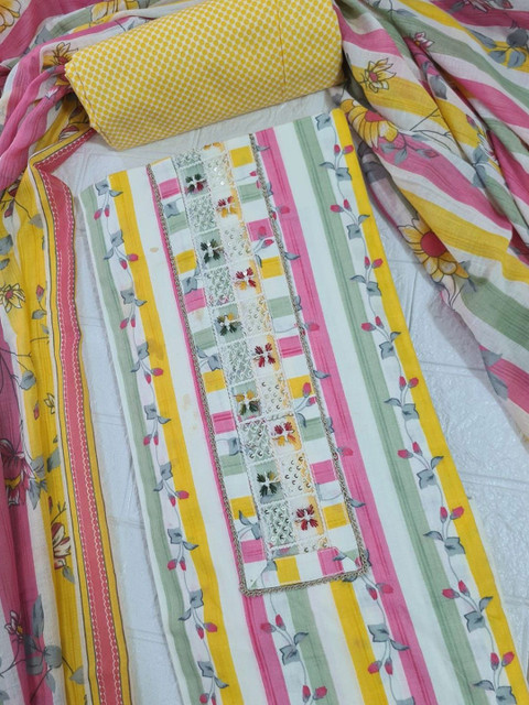 M S MODERN SUPER Floral Printed Unstitched Dress Material - Image 4