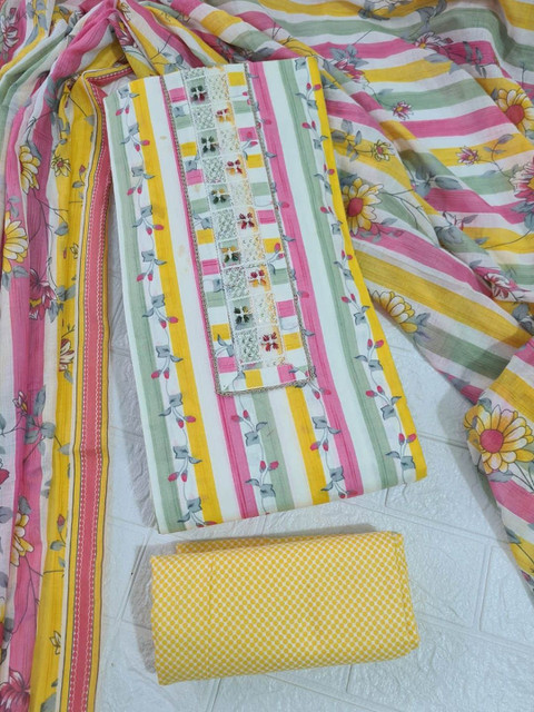 M S MODERN SUPER Floral Printed Unstitched Dress Material - Image 2