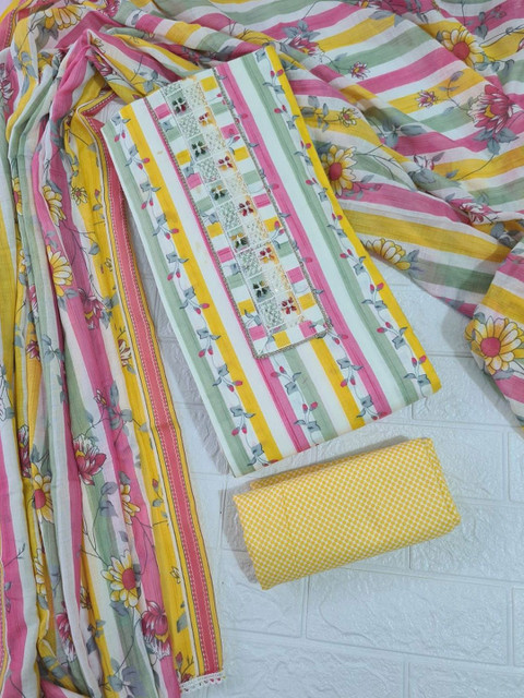M S MODERN SUPER Floral Printed Unstitched Dress Material - Image 3