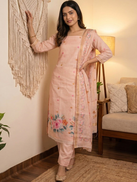 Peachmode Printed Linen Unstitched Dress Material