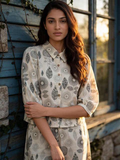 Rangita Floral Cotton Printed Shirt with Palazzos - Image 4