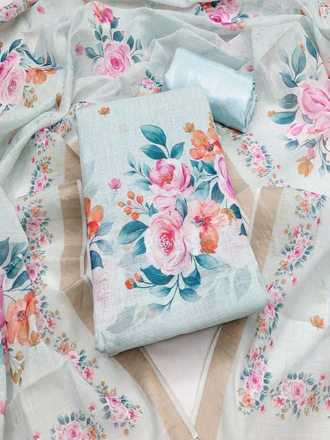Peachmode Printed Linen Unstitched Dress Material - Image 2