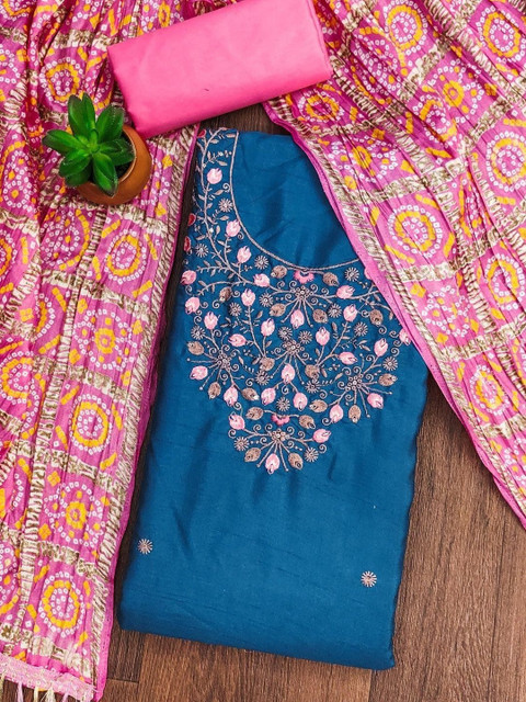 Dhaaga Ghar Embroidered Pure Cotton Unstitched Dress Material
