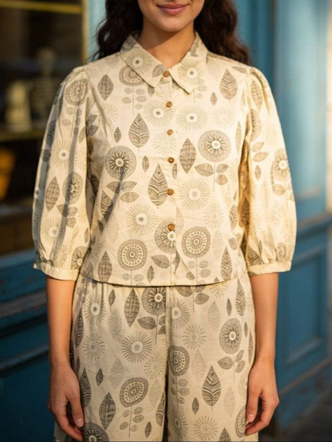 Rangita Floral Cotton Printed Shirt with Palazzos - Image 5