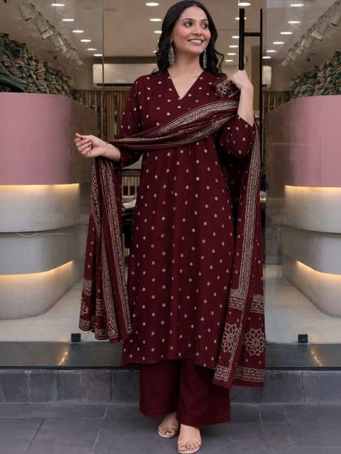 KALINI Women Ethnic Motifs Printed Regular Kurta with Palazzos & With Dupatta