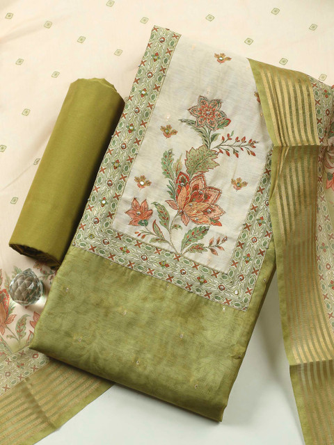Meena Bazaar Printed Art Silk Unstitched Dress Material