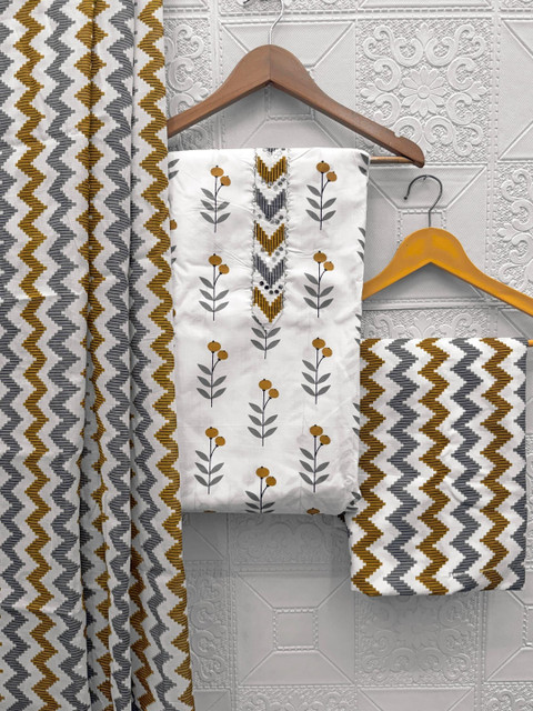 FashionsEye Printed Pure Cotton Unstitched Dress Material