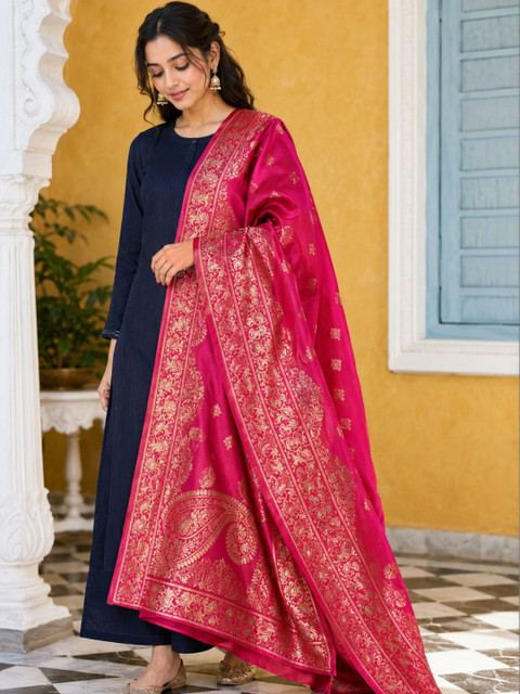 KALINI Ethnic Motifs Woven Design Dupatta with Zari