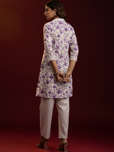VEDANA Floral Cotton Printed Tunic with Trousers - Image 2