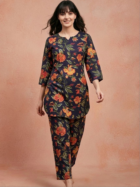 Milvia Floral Printed Tunic with Trousers