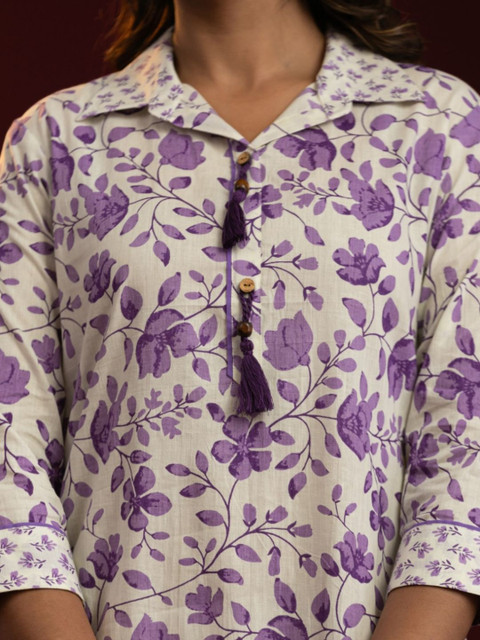 VEDANA Floral Cotton Printed Tunic with Trousers - Image 5