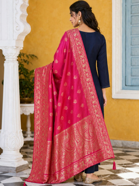 KALINI Ethnic Motifs Woven Design Dupatta with Zari - Image 2