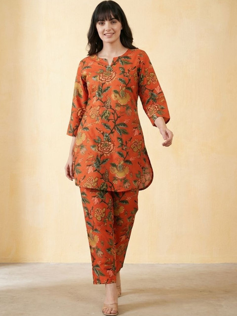 Milvia Floral Printed Tunic with Trousers