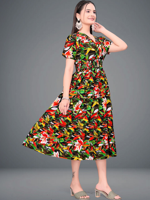 SHAIBO SAREE Print Crepe A-Line Dress - Image 4