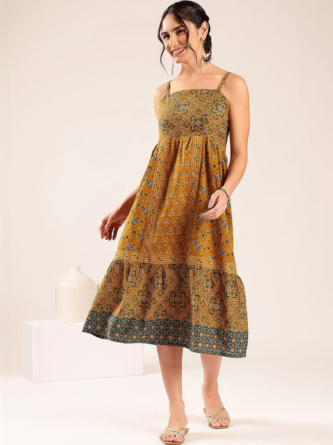 Vbuyz Ethnic Motifs Print A-Line Midi Dress