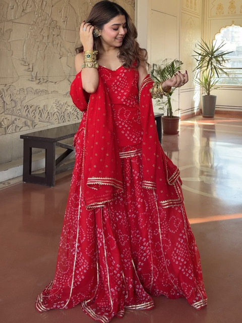 Siya Fashion Women Leheriya Printed Regular Kurti with Sharara & With Dupatta - Image 3