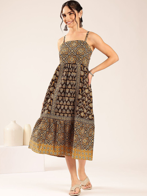 Vbuyz Ethnic Motifs Print A-Line Midi Dress