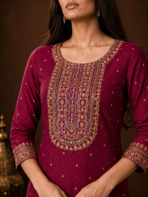 rarethread Women Ethnic Motifs Embroidered Thread Work Kurta - Image 2