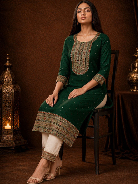 rarethread Women Embellished Thread Work Kurta - Image 4