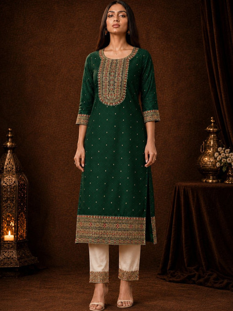 rarethread Women Embellished Thread Work Kurta - Image 2