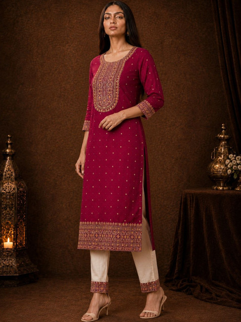 rarethread Women Ethnic Motifs Embroidered Thread Work Kurta - Image 7