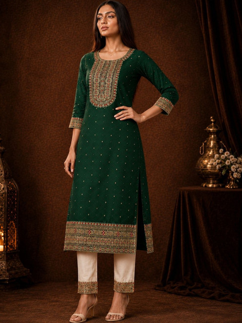 rarethread Women Embellished Thread Work Kurta - Image 3