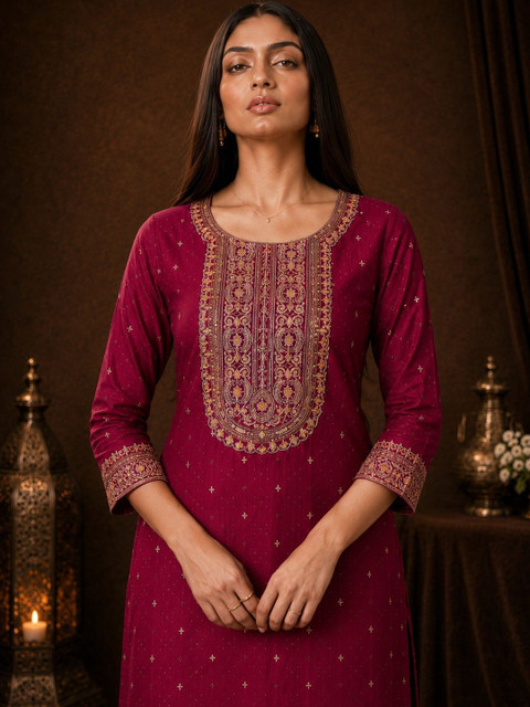 rarethread Women Ethnic Motifs Embroidered Thread Work Kurta - Image 3
