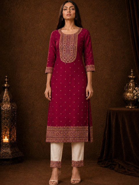 rarethread Women Ethnic Motifs Embroidered Thread Work Kurta - Image 6